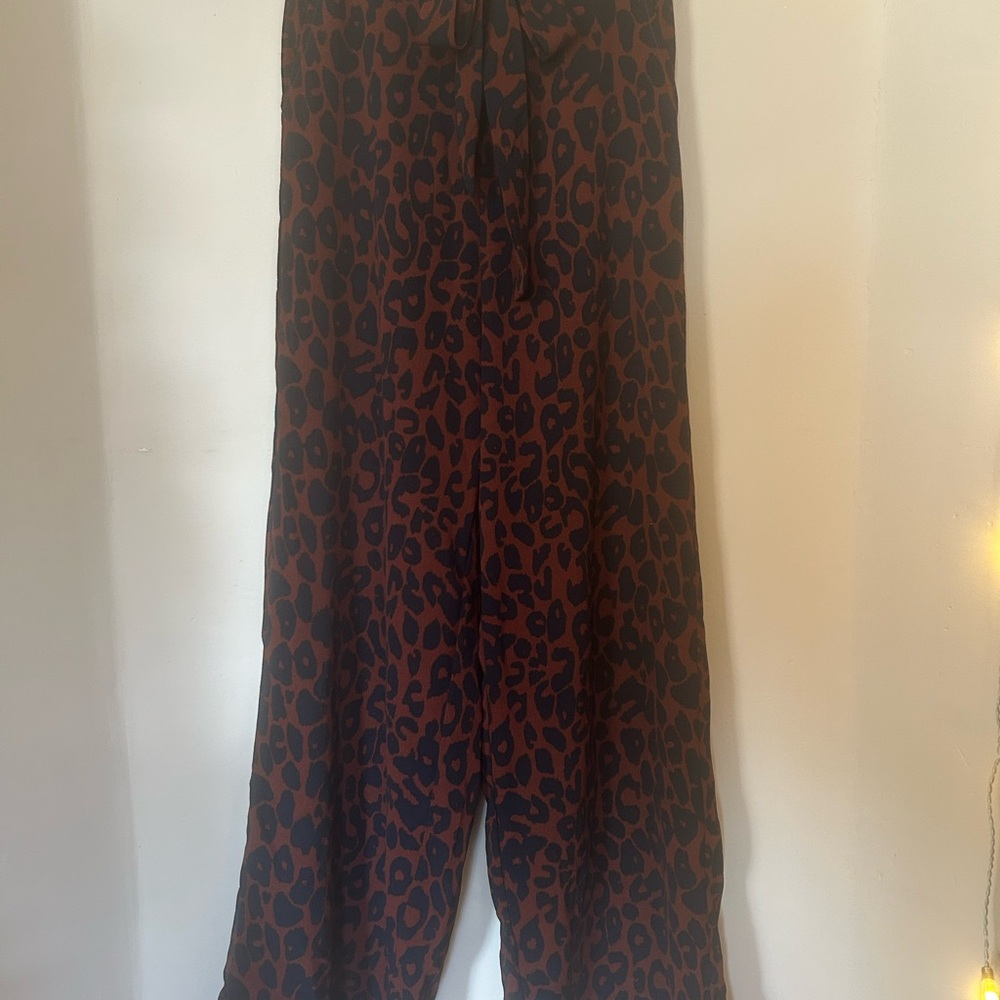 She + Sky Brown and Navy Wide Leg Pants